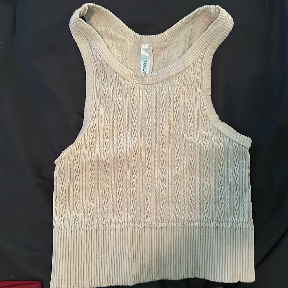cable knit high neck tank